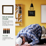 Alfajr CF-19 Azan Clock (Black) with Detachable Solid Wood Frame (Dark Brown)