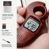AL-FAJIA Digital Portable Tasbih Counter Azan Clock Reminder Islamic Auto Prayer Time (Dark Brown)