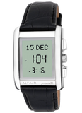 Alfajr WS-06L Stainless Steel and Genuine Leather Azan Prayer Watch - Black