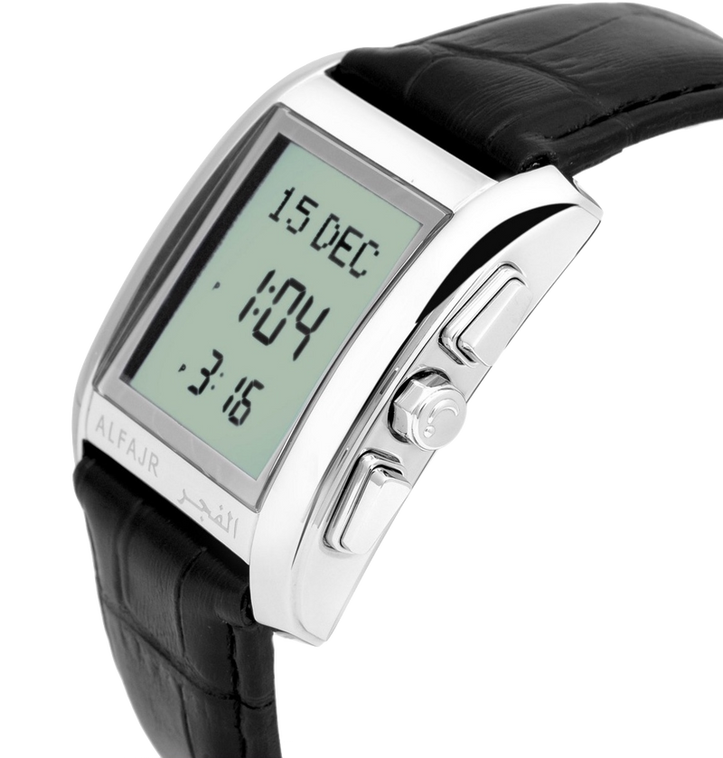 Alfajr WS-06L Stainless Steel Azan Prayer Watch With Square Digital Dial