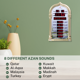 AL-FAJIA Automatic Worldwide Large Digital 8 Azan Sounds Wall and Desk Clock 4008-PRO (Gold)