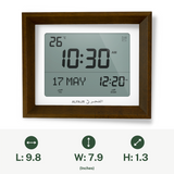 Alfajr CF-19 Azan Clock (White) with Detachable Solid Wood Frame (Dark Brown)